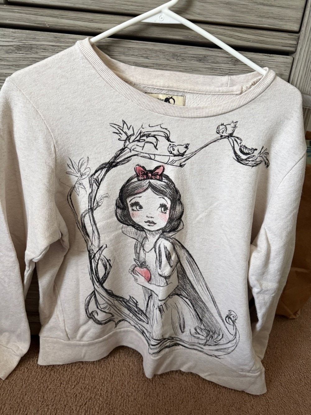Cream Snow White Graphic Sweatshirt